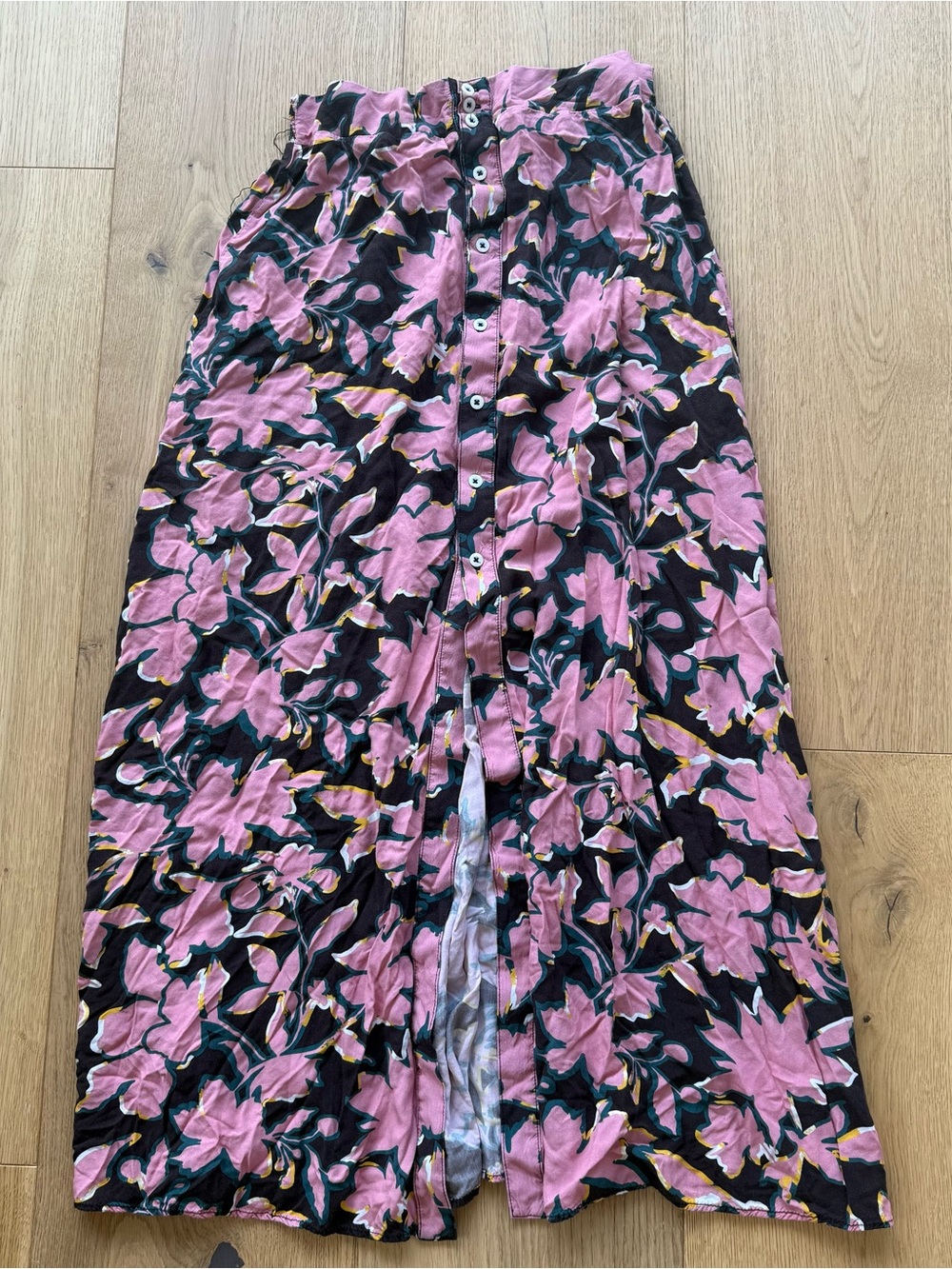 Maaji Pink Floral Button-Front Maxi Skirt